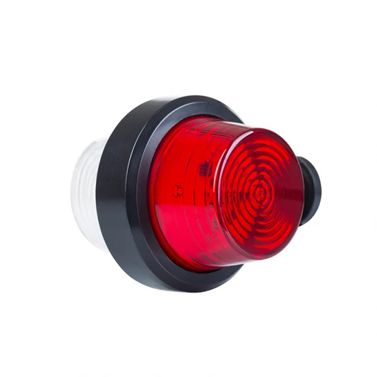 Luce di segnalazione a LED corta danese Old School / Lente rossa e trasparente