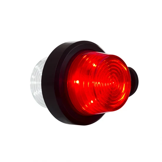 Luce di segnalazione a LED corta danese Old School / Lente rossa e trasparente