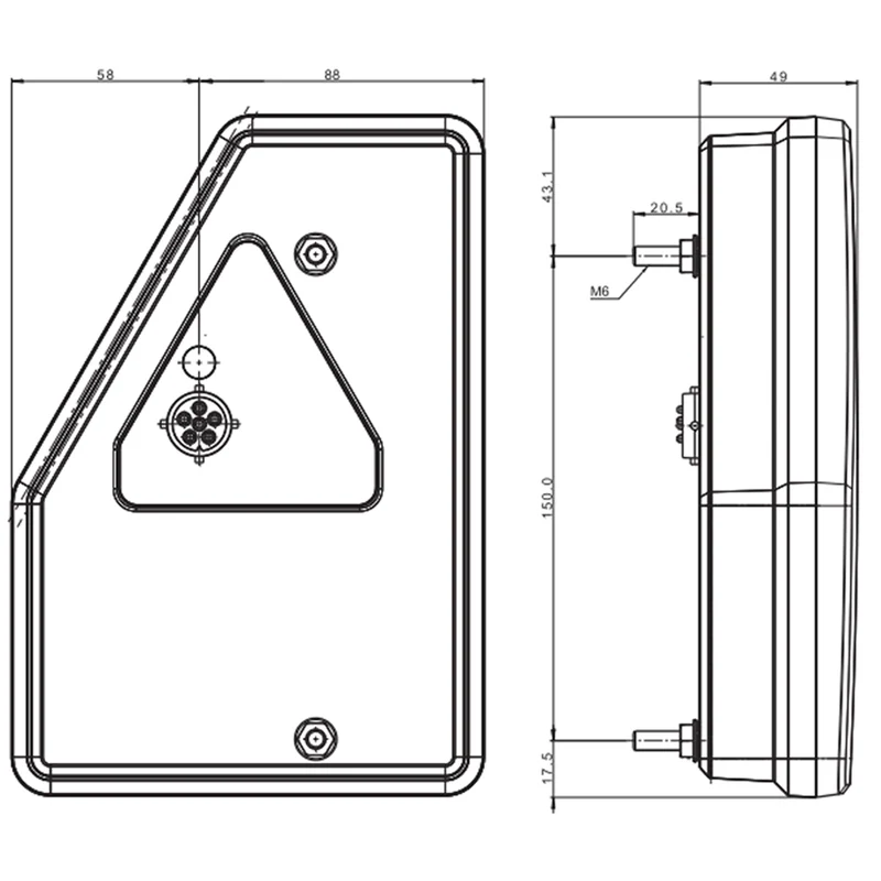 Lampada rimorchio posteriore 12v / 6 funzioni