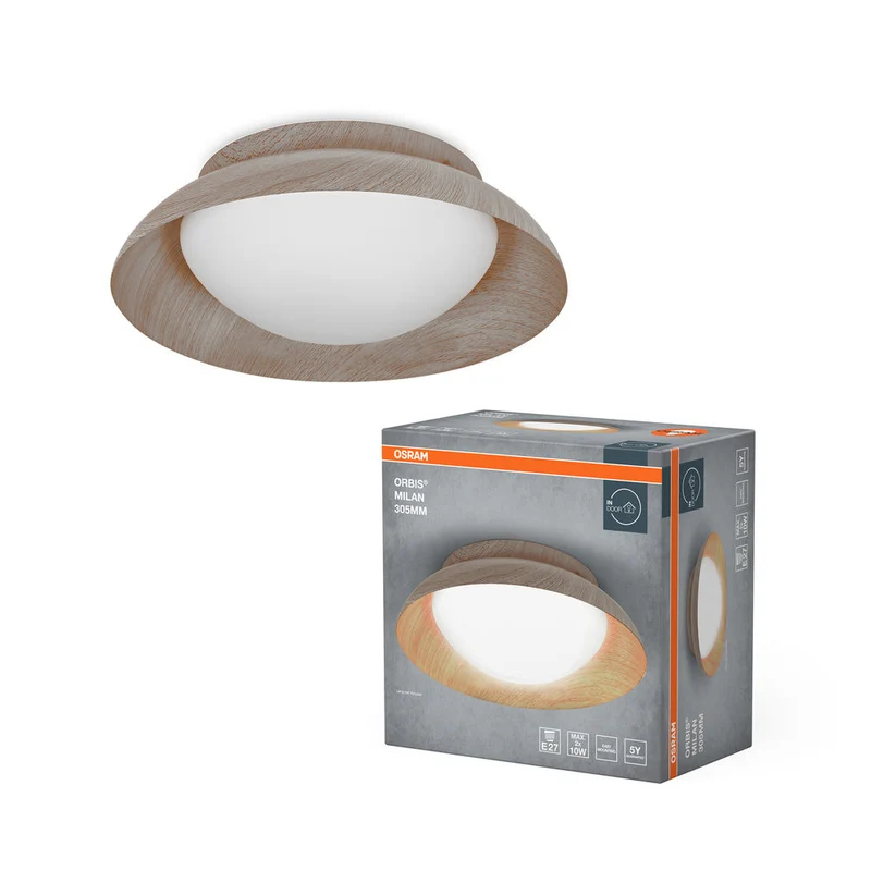 OSRAM ORBIS MILAN lampada da soffitto 305mm, colore legno, 2xE27