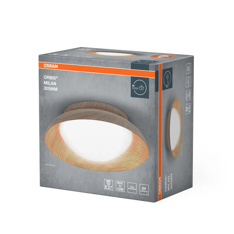 OSRAM ORBIS MILAN lampada da soffitto 305mm, colore legno, 2xE27