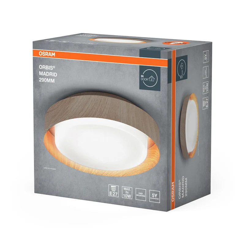 OSRAM ORBIS MADRID lampada da soffitto 290mm, colore legno, E27