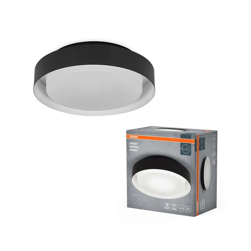 OSRAM ORBIS MADRID lampada da soffitto 290mm, nero, E27
