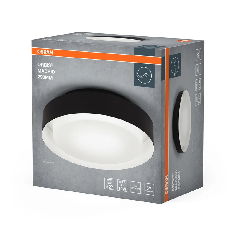 OSRAM ORBIS MADRID lampada da soffitto 290mm, nero, E27