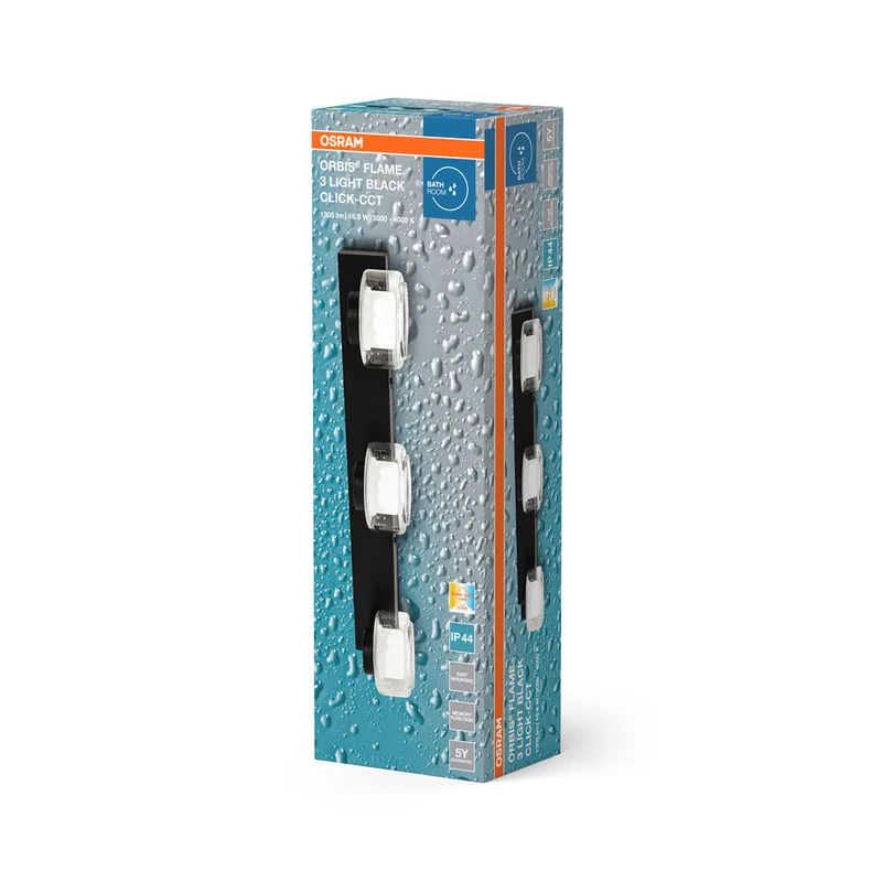 OSRAM ORBIS Fiamma Applique da bagno 16.5W Click CCT IP44 nero