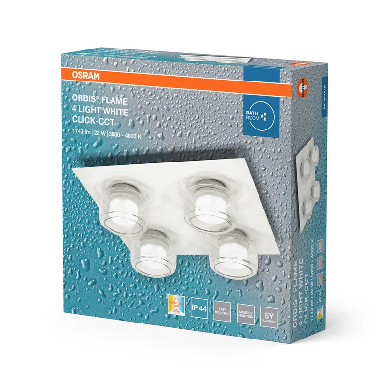 OSRAM ORBIS Bacchetta/Fiamma Coperta 22W Click CCT IP44 bianco