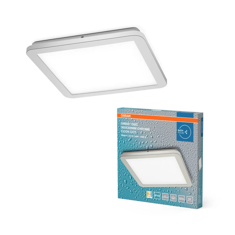 OSRAM ORBIS Disc lampada da soffitto per bagno 30x30cm 22W IP44 cromo