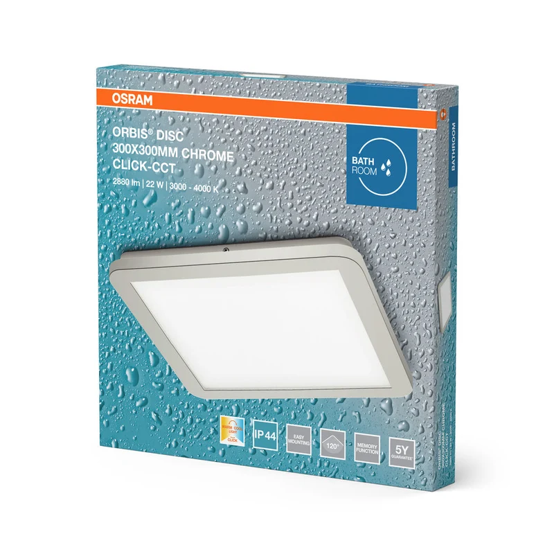 OSRAM ORBIS Disc lampada da soffitto per bagno 30x30cm 22W IP44 cromo