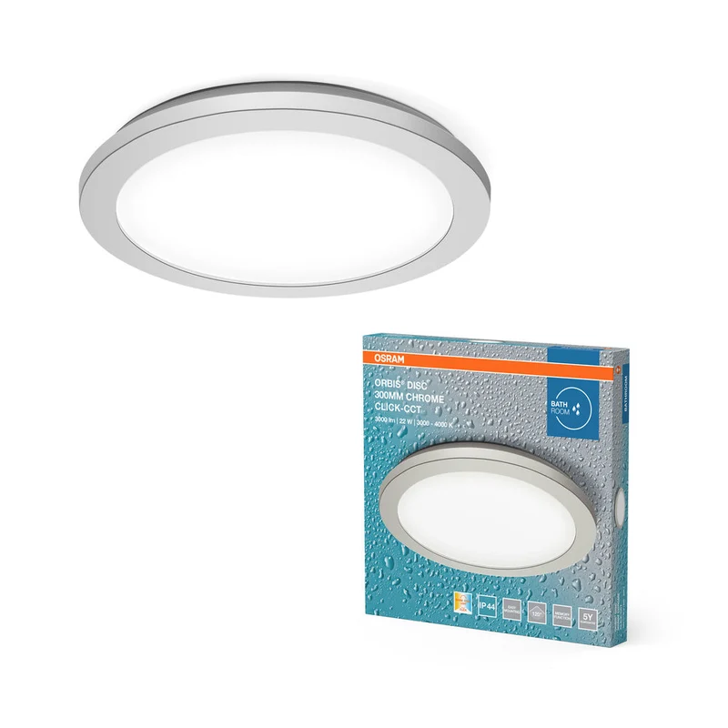 OSRAM ORBIS Disc lampada da soffitto per bagno 30cm 22W Click CCT IP44 cromo