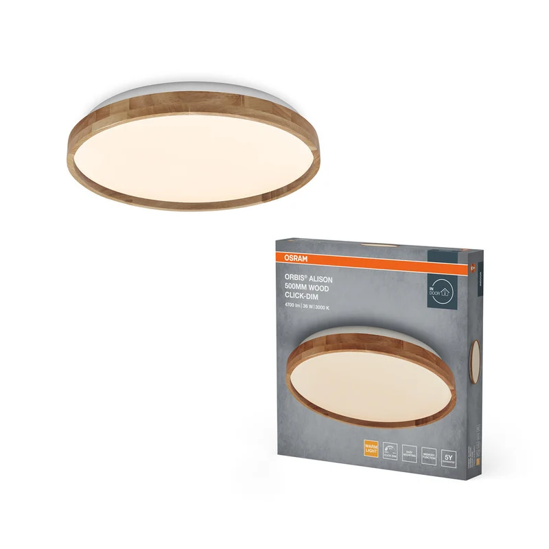 OSRAM ORBIS Alison lampada da soffitto 36W dimmerabile Click-DIM 500mm decorazione in legno