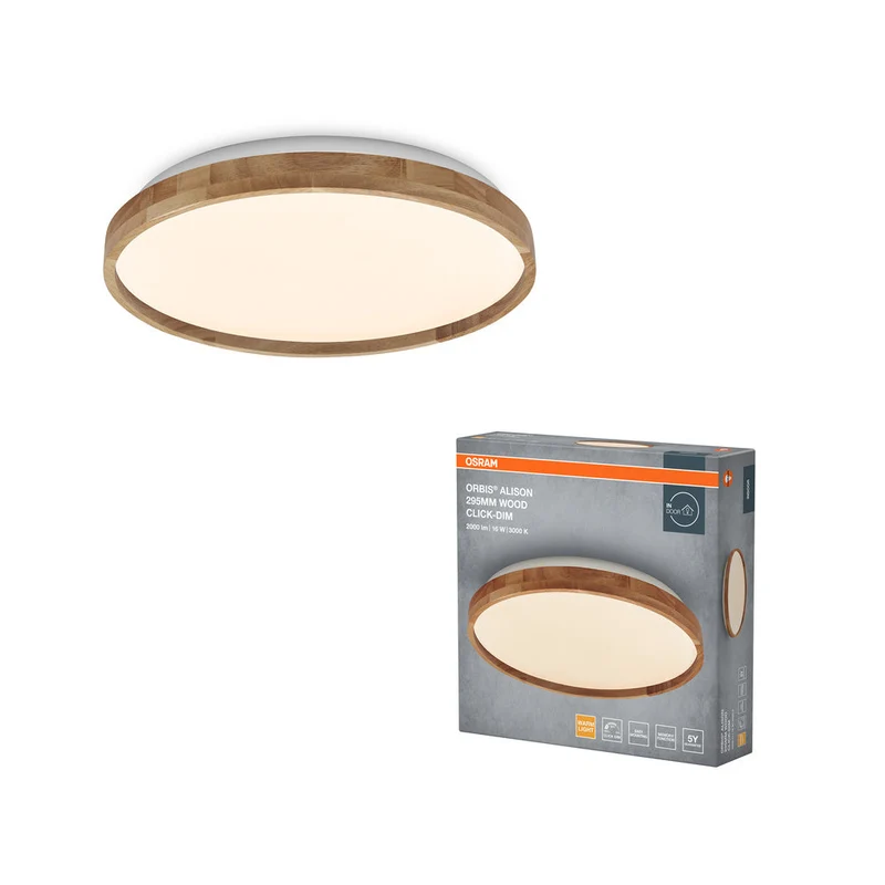 OSRAM ORBIS Alison lampada da soffitto 16W dimmerabile Click-DIM 295mm decorazione in legno