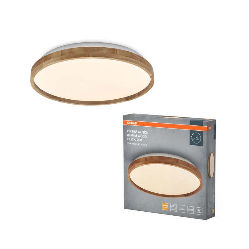 OSRAM ORBIS Alison lampada da soffitto 24W dimmerabile Click-DIM 395mm decorazione in legno