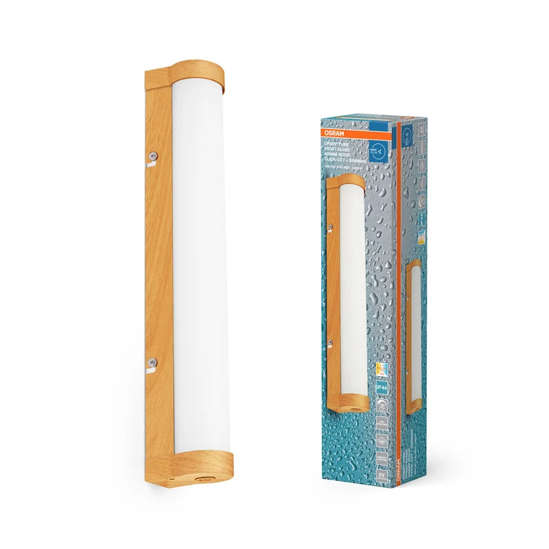 OSRAM ORBIS Tubo Specchio da bagno / Applique da parete Vetro satinato 9W 40cm Decorazione legno