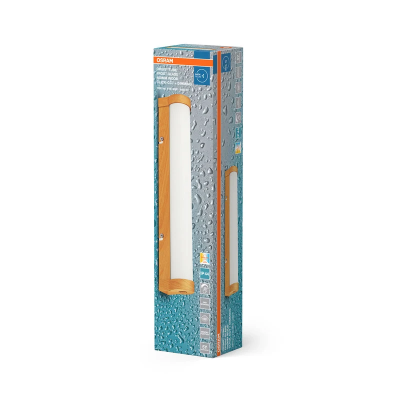 OSRAM ORBIS Tubo Specchio da bagno / Applique da parete Vetro satinato 9W 40cm Decorazione legno
