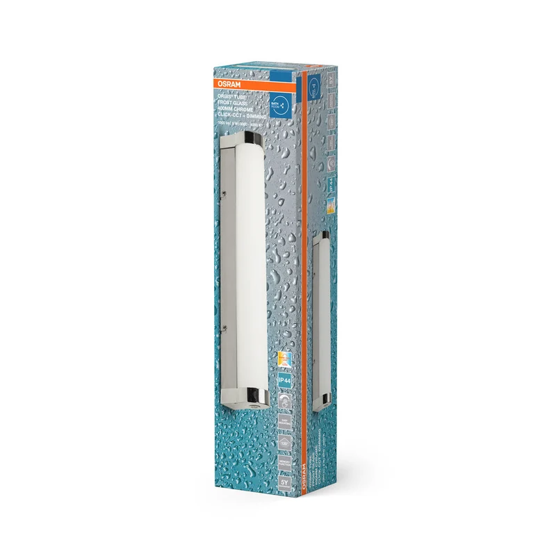 OSRAM ORBIS Tubo Specchio da bagno / Applique da parete Vetro satinato 9W 40cm dimmerabile Cromo
