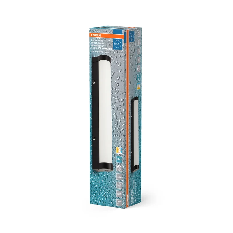 OSRAM ORBIS Tubo Specchio da bagno / Applique da parete Vetro satinato 9W 40cm nero