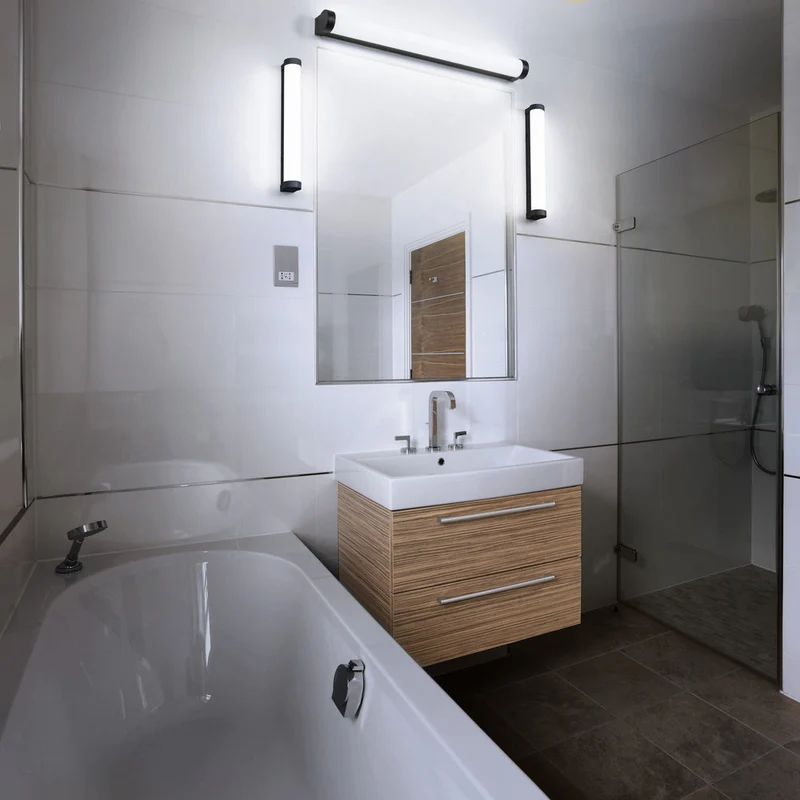 OSRAM ORBIS Tubo Specchio da bagno / Applique da parete Vetro satinato 9W 40cm nero
