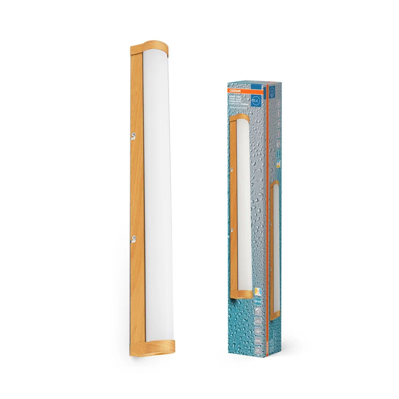 OSRAM ORBIS Tubo Specchio da bagno / Applique da parete Vetro satinato 12W 60cm Decorazione legno