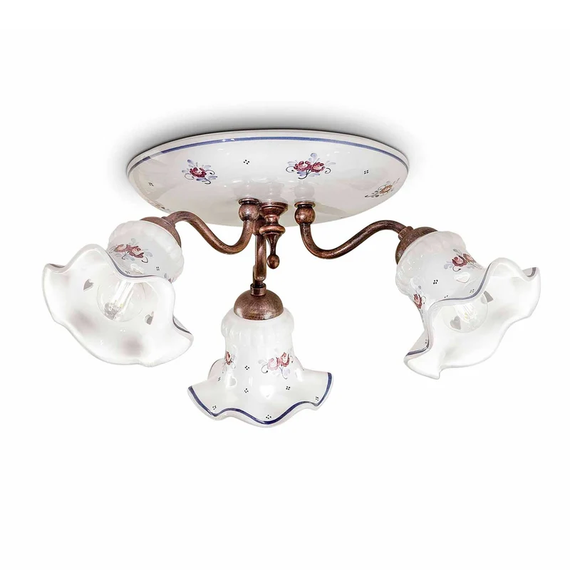 Chieti - Plafonnier en céramique, style shabby chic, Ø 40 cm