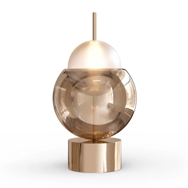 Galileo - Lampe à poser LED en verre et métal réfléchissant, style contemporain