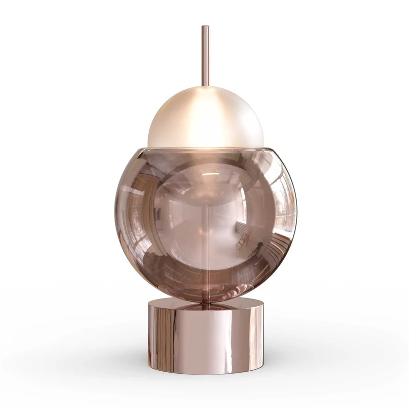 Galileo - Lampe à poser LED en verre et métal réfléchissant, style contemporain
