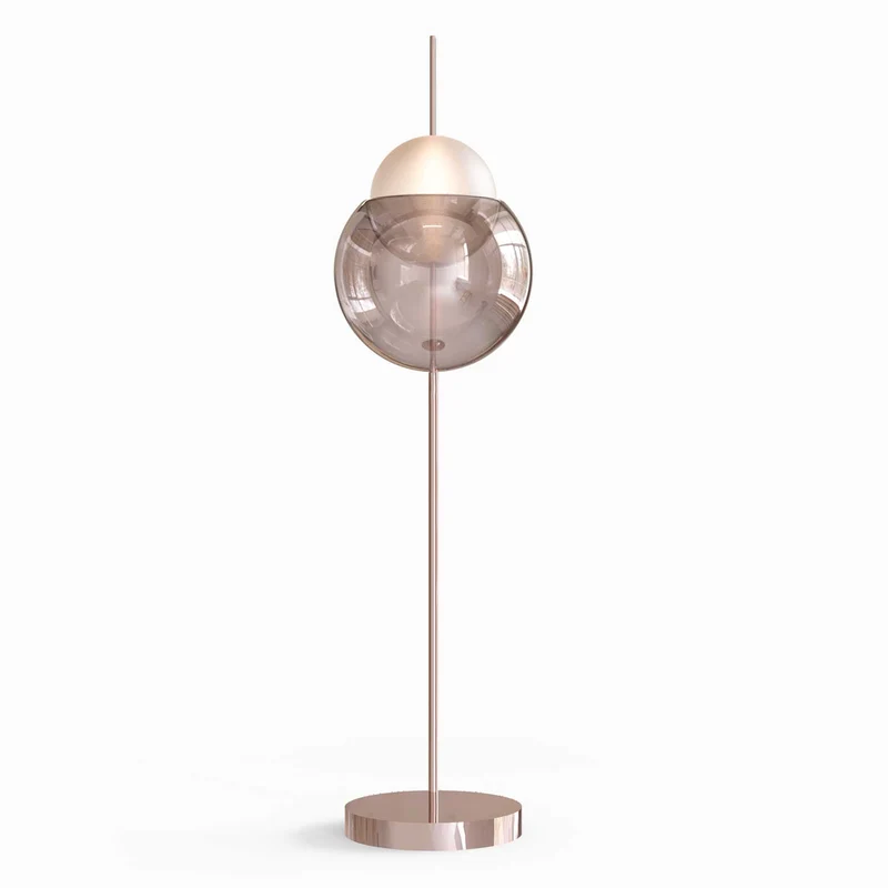 Galileo - Lampadaire LED en verre et métal réfléchissant, style contemporain
