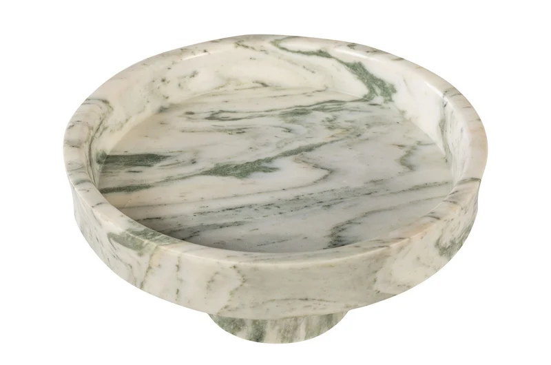 Casa Padrino Luxus Marmor Schale Grün 30 x 30 x H. 15 cm - Weit geöffnete Schale auf rundem Fuß aus hochwertigem Indian Green Onyx - Luxus Deko Accessoires