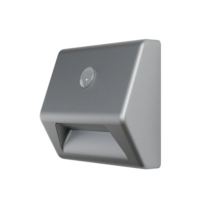 OSRAM LED NIGHTLUX Lampada da scale a batteria, sensore di movimento, sensore giorno-notte, bianco freddo, 28,0 mm x 84,0 mm x 73,0 mm, grigio