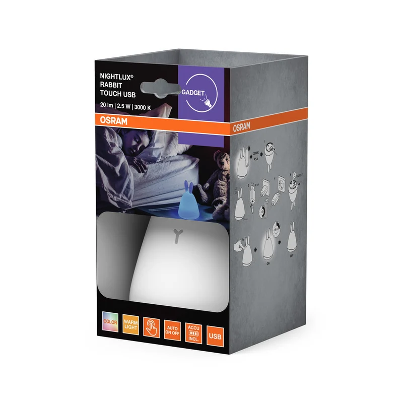 OSRAM NIGHTLUX TOUCH Coniglio USB RGBW multicolore a batteria LED luce notturna 0,50W