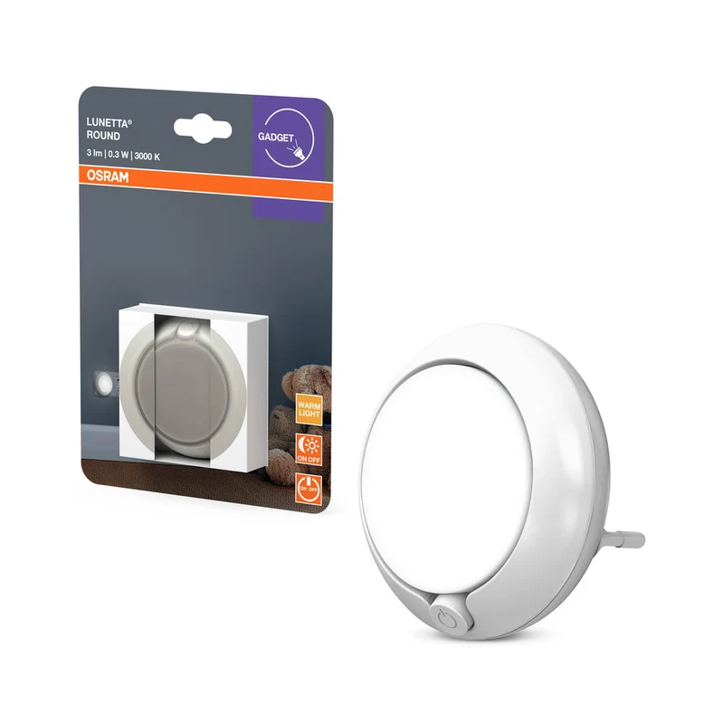 OSRAM LUNETTA® Lampada Notturna Rotonda Bianca, 3lm, 0.3W, 3000K