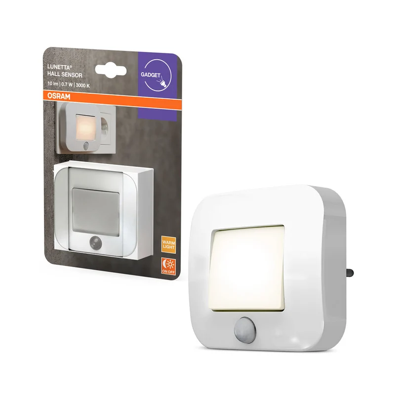 OSRAM LED luce notturna, lampada per uso interno, bianco caldo, sensore di movimento integrato, sensore Hall Lunetta