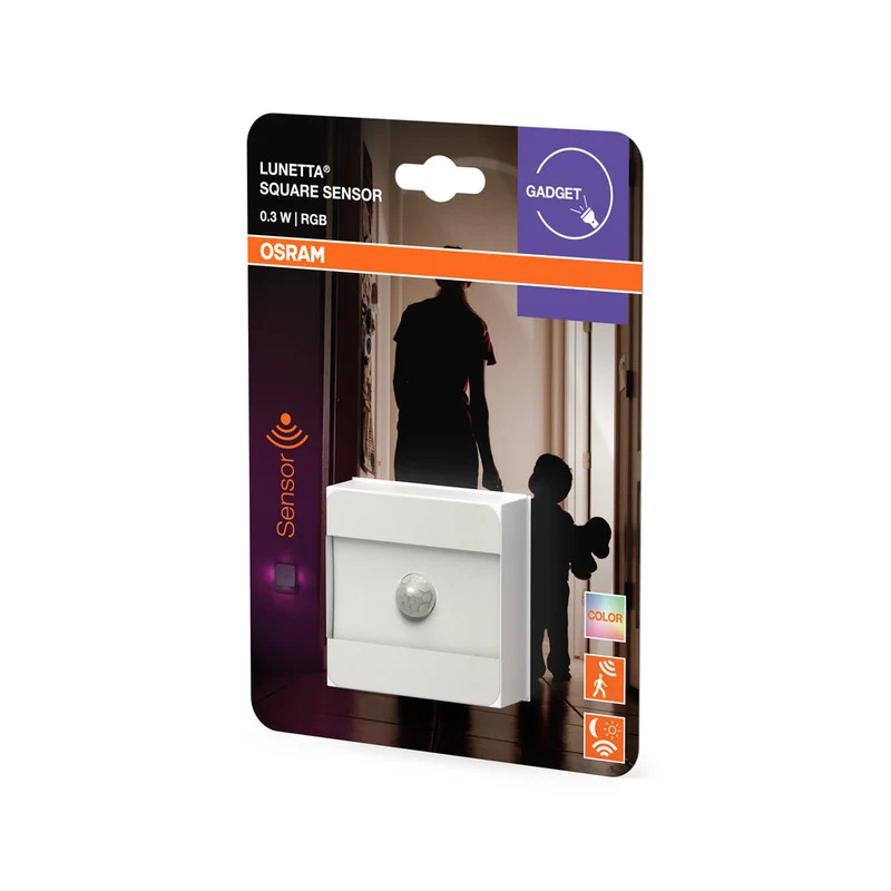 OSRAM LUNETTA SQUARE RGB luce notturna con sensore di movimento, 0,3W