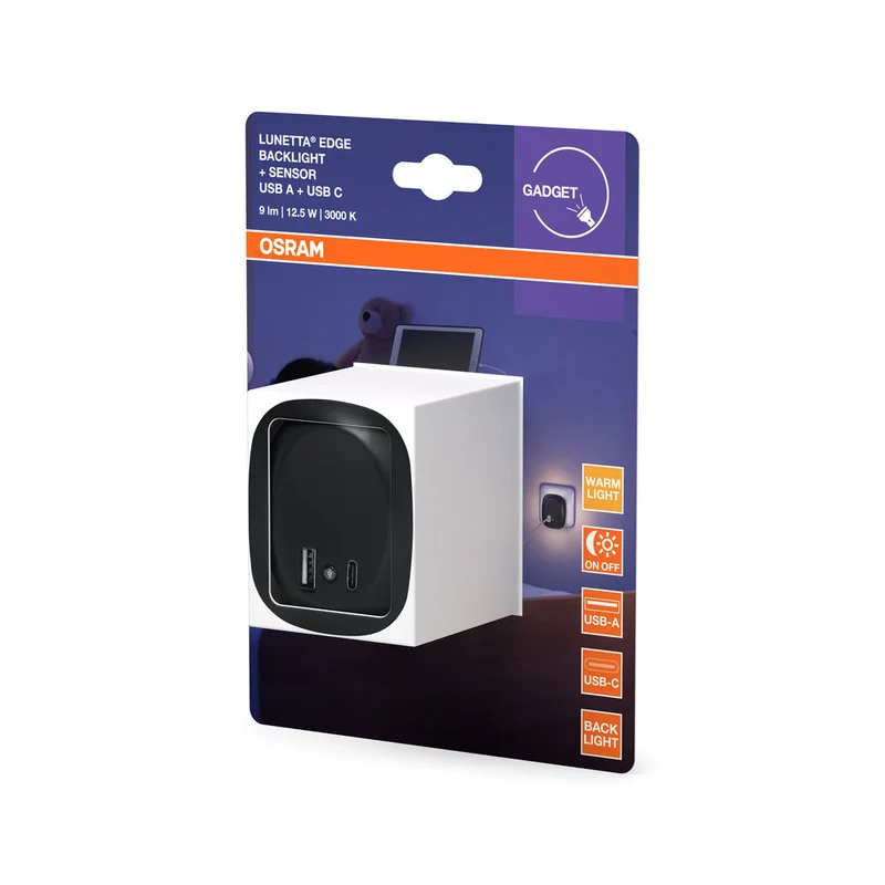 OSRAM LUNETTA EDGE Luce notturna per presa, 0,35W, 10lm, nero