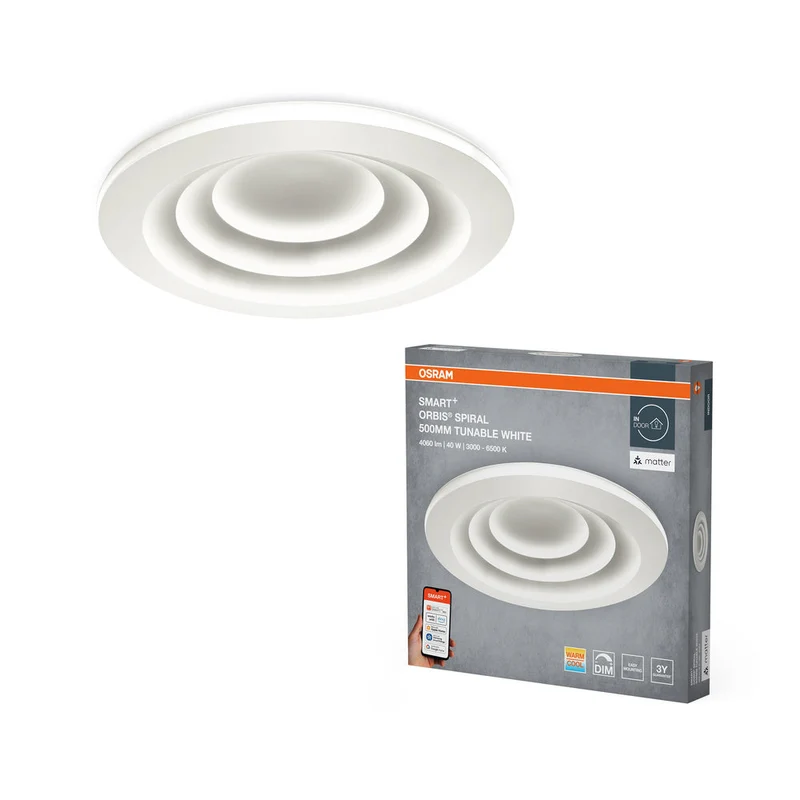 OSRAM Matter SMART+ Orbis Spiral LED lampada da soffitto regolabile bianco 50cm 32W / 3000-6500K grigio