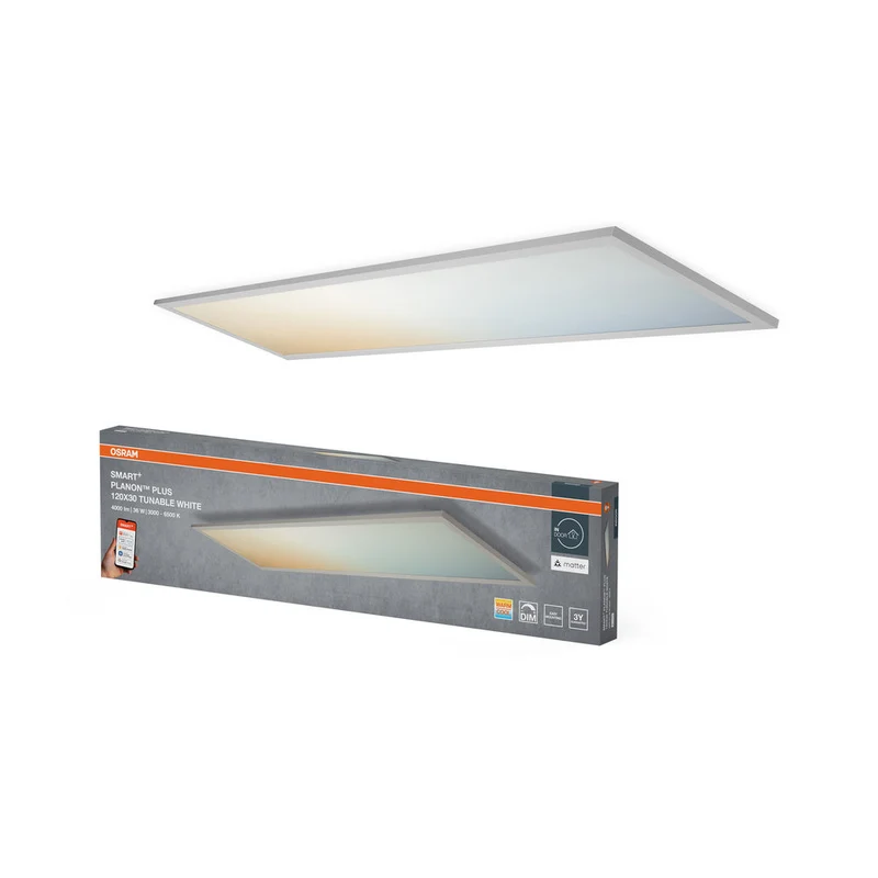 OSRAM Matter SMART+ PLANON PLUS Pannello LED, 3000-6500K, 1200mm x 300mm, Controllo Vocale Google e Alexa, Bianco Regolabile