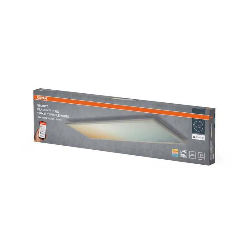 OSRAM Matter SMART+ PLANON PLUS Pannello LED, 3000-6500K, 1200mm x 300mm, Controllo Vocale Google e Alexa, Bianco Regolabile
