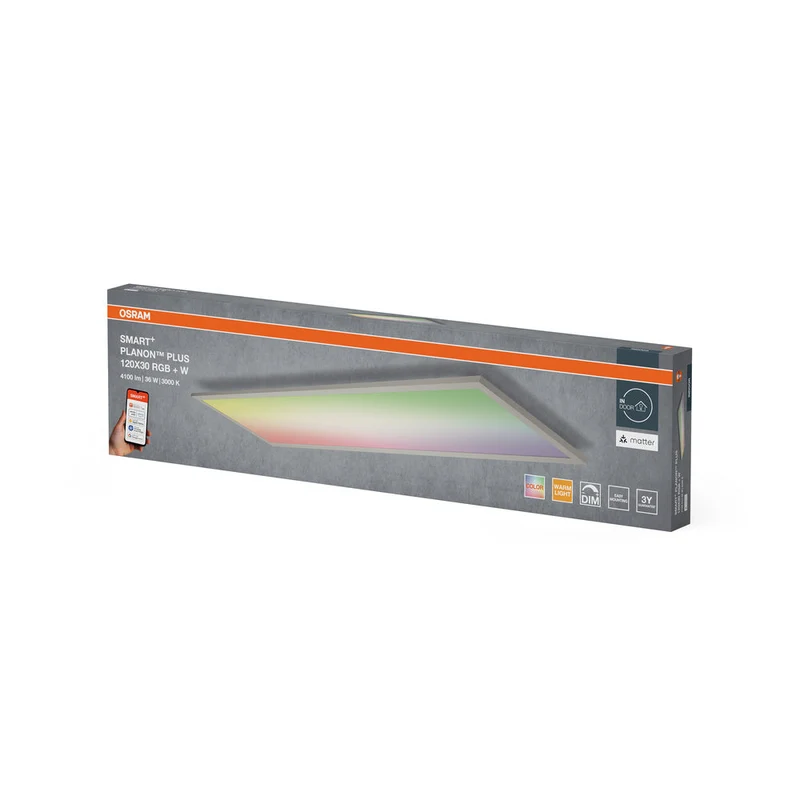 OSRAM Matter SMART+ PLANON PLUS MULTICOLOR Pannello, RGB, 120cm x 30cm, Compatibile con Google e Alexa