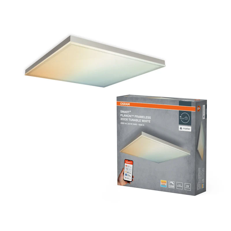 OSRAM Matter SMART+ Planon Plafoniera LED senza cornice regolabile bianco 30x30cm 20W / 3000-6500K