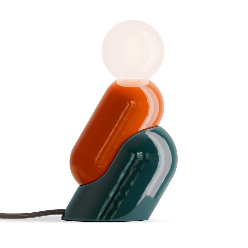 Tata - Lampe à poser en céramique et verre, style éclectique, H 22,5 cm