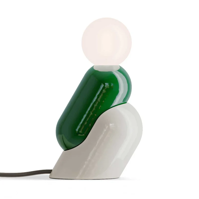 Tata - Lampe à poser en céramique et verre, style éclectique, H 22,5 cm