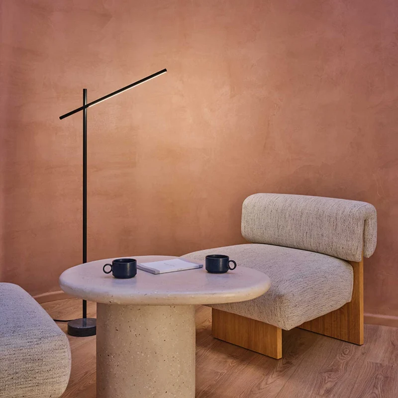 Tubs - Lampadaire LED en acier et marbre, style architectural