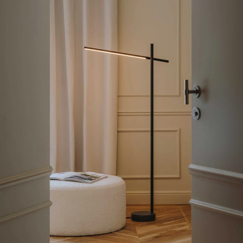 Tubs - Lampadaire LED en acier et marbre, style architectural