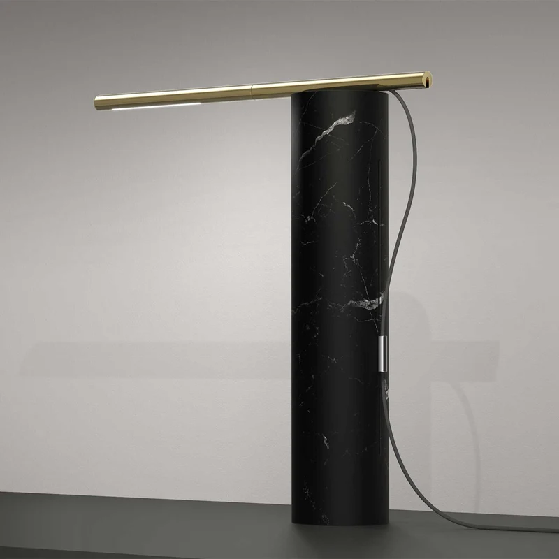 T.O - Lampe à poser en marbre et acier, style Art déco