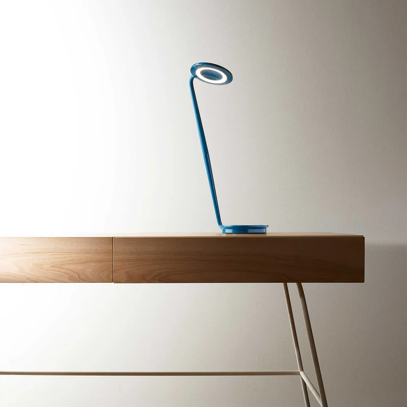 Pixo - Lampe à poser de bureau rotative en acier, style contemporain
