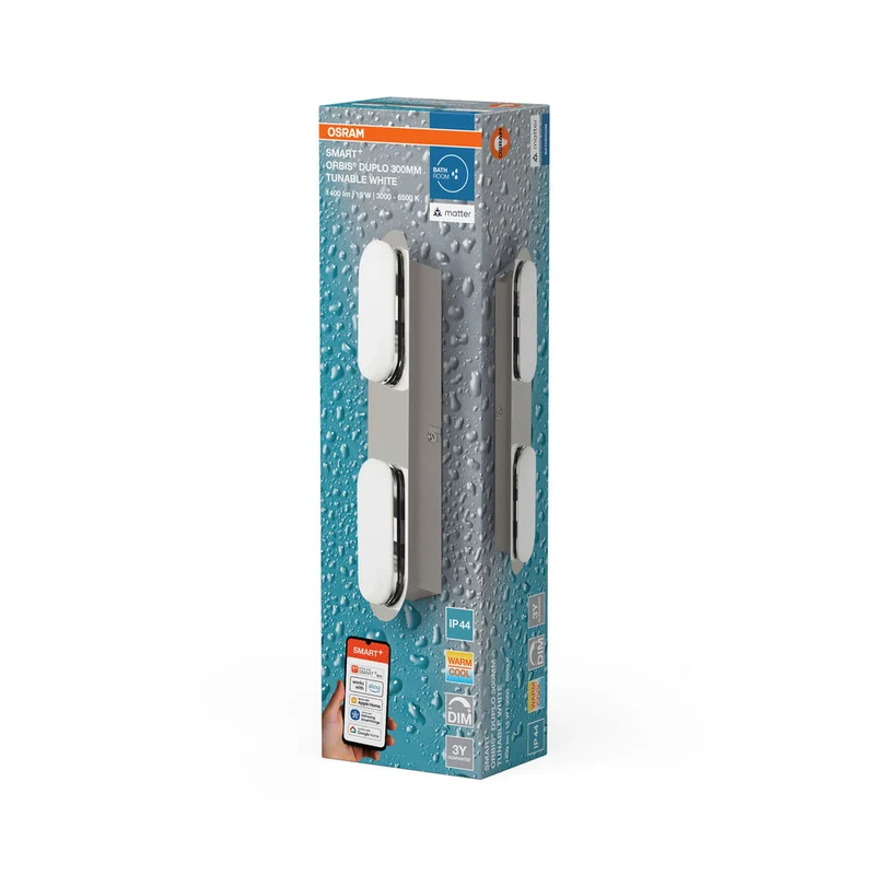 OSRAM Matter SMART+ ORBIS DUPLO Lampada da parete LED da bagno 30cm regolabile bianco 15W / 3000-6500K bianco