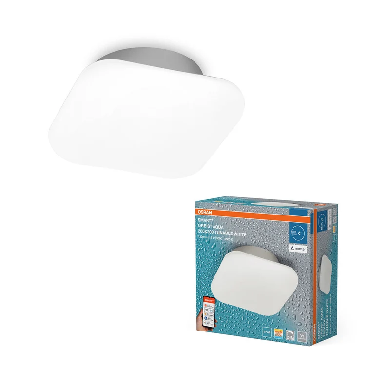 OSRAM Matter SMART+ ORBIS LED AQUA Lampada da soffitto per bagno 20x20cm Bianco regolabile 12W / 3000-6500K
