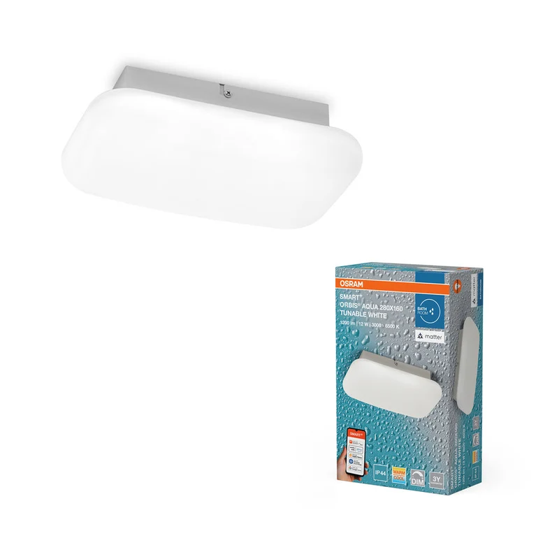 OSRAM Matter SMART+ ORBIS AQUA Lampada da soffitto LED per bagno 28x16cm Bianco regolabile 12W / 3000-6500K