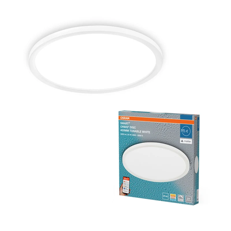OSRAM Matter SMART+ ORBIS DISC LED Lampada da soffitto per bagno 40cm Bianco regolabile 25W / 3000-6500K