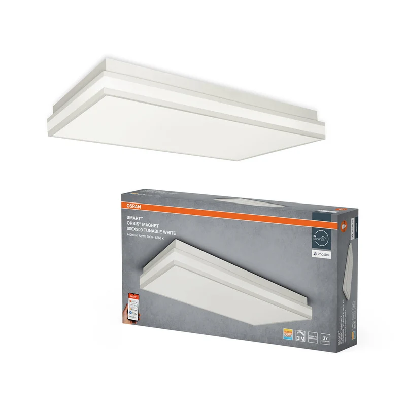 OSRAM Matter SMART+ ORBIS MAGNET LED Lampada da soffitto 60x30cm Bianco regolabile 42W / 3000-6500K bianco