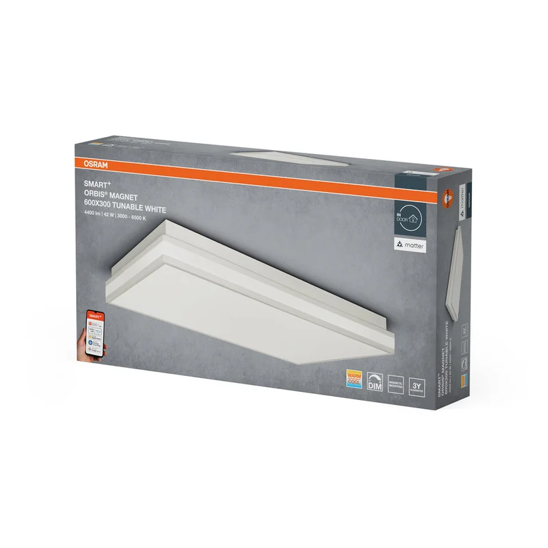 OSRAM Matter SMART+ ORBIS MAGNET LED Lampada da soffitto 60x30cm Bianco regolabile 42W / 3000-6500K bianco
